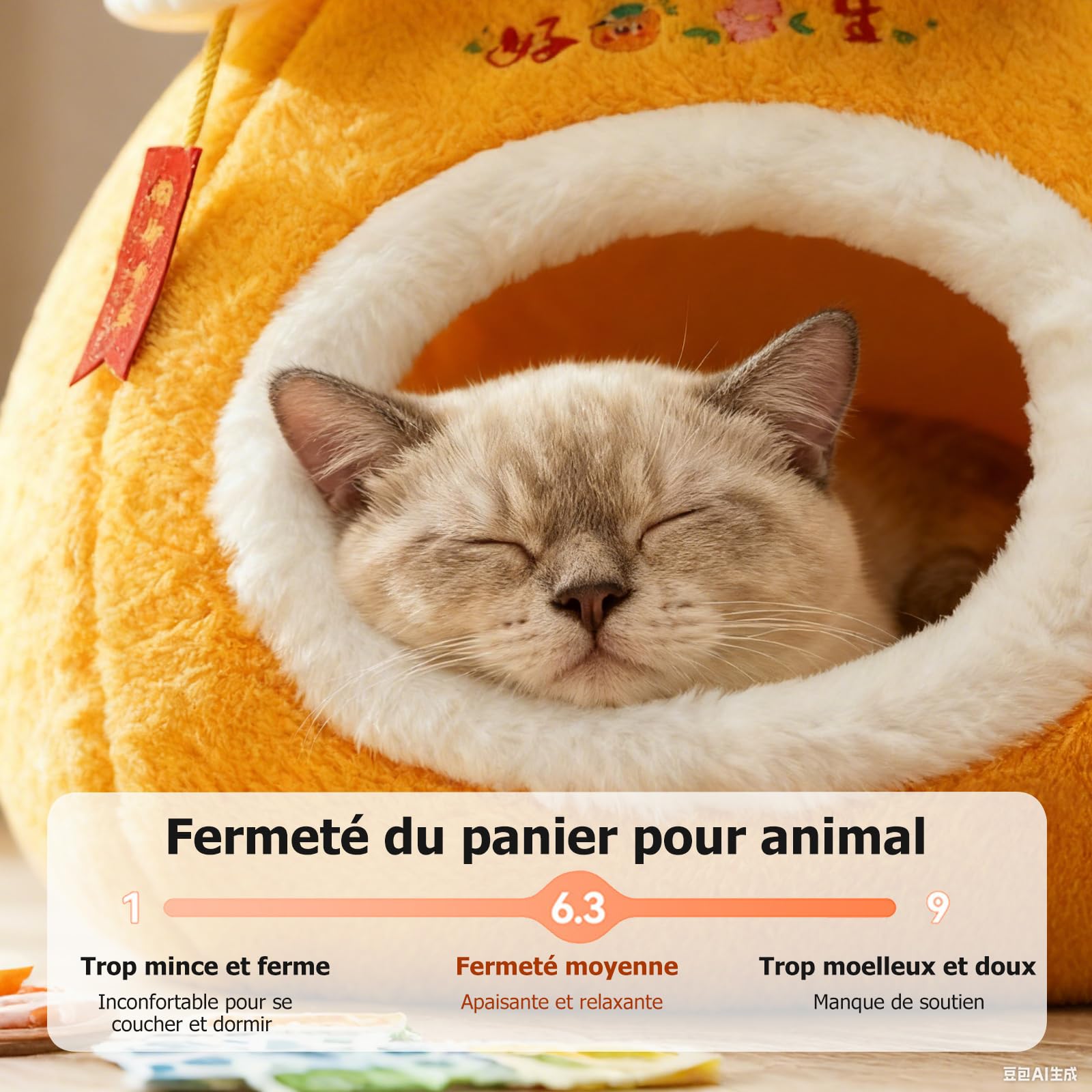 PETCUTE Panier pour Chat en Forme de Grotte,Lit pour Chats avec Fond Antidérapant,Nid Igloo pour Chats Chiens Petits Animal de Compagnie avec Coussin Amovible et Lavable,Facile à Plier et Ranger,L