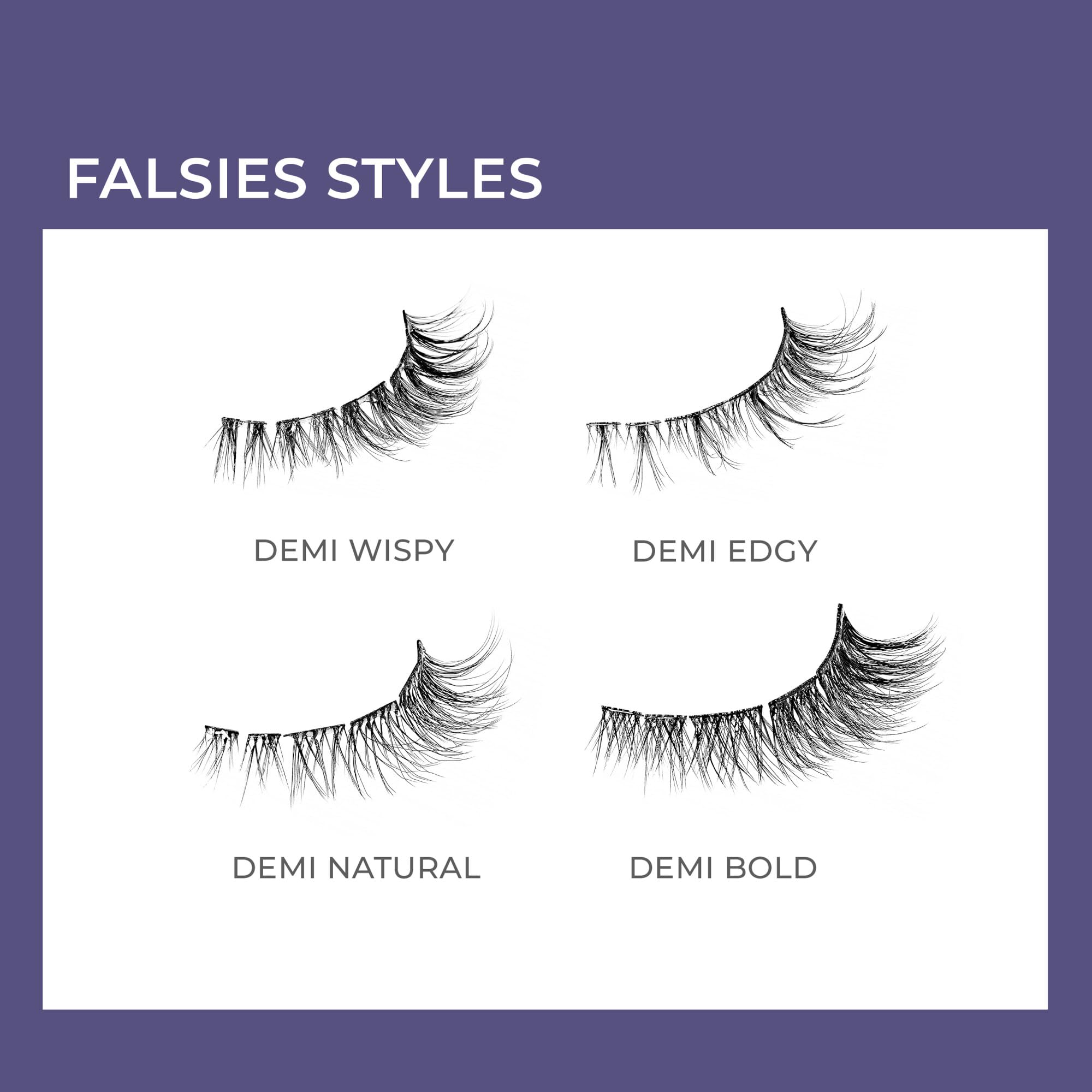 KISS imPRESS Falsies ILP02C – Bezklejowe Rzęsy Bondingowe Samoprzylepne Demi Edgy – Kępki DIY pod Rzęsy – 24 szt. z Aplikatorem