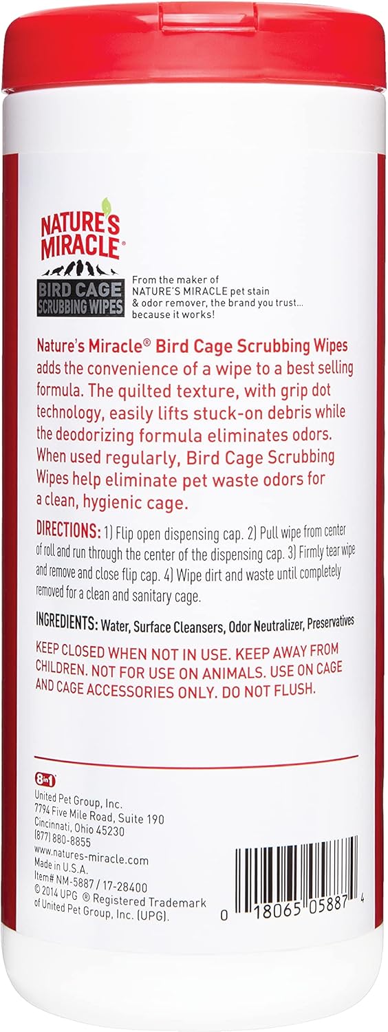 Nature's Miracle 30 Count Bird Cage Scrubbing Wipes