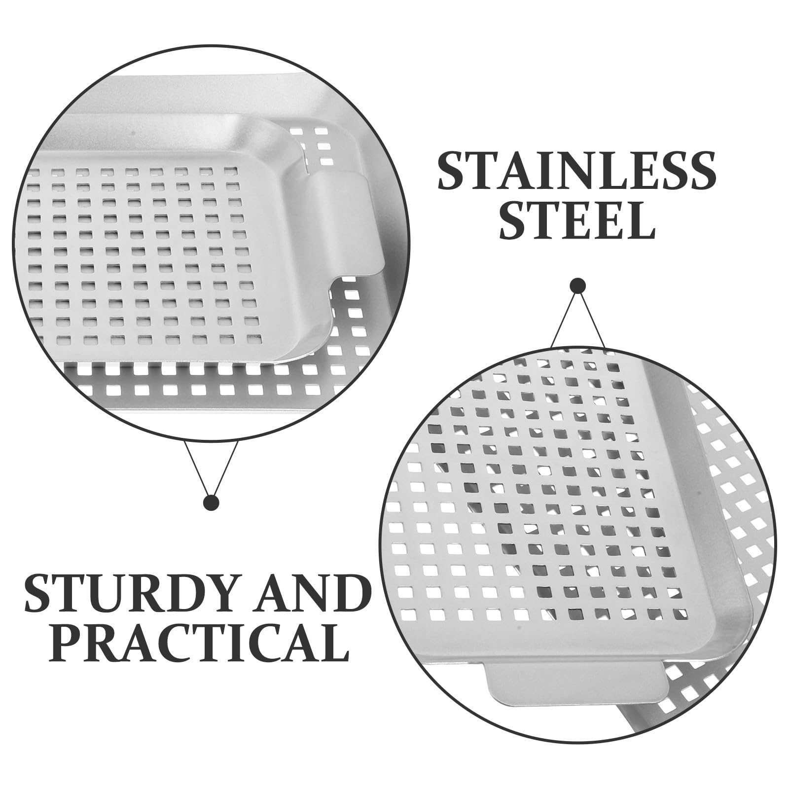 Grillschale Edelstahl mit Perforiertem Design und Robusten Griffen Backblech für Gasgrill zum Grillen von Gemüse und Fleisch im Outdoor Camping