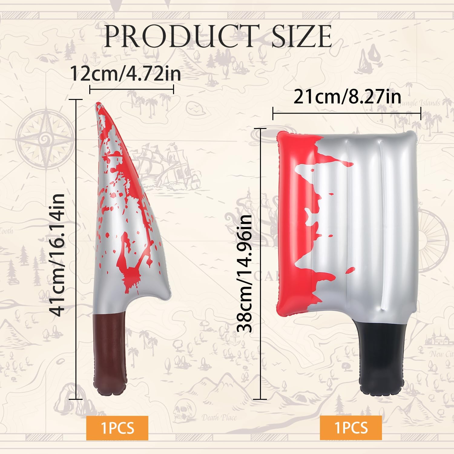 Inflatable Halloween Fake Knives, 2 Pcs Plastic Cosplay Accessories Realistic Looking Prank Props 2 Styles (FakeDaggeKnife) image 2