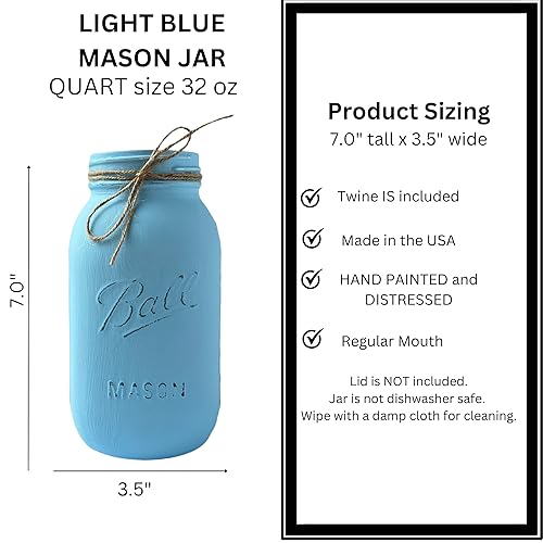Miniatura 3 de Mason Jar Centerpieces Blue, Mason Jar Centerpieces for Baby Shower Centerpieces for Tables Boy, Quart Mason Jars for Centerpieces, Mason Jars for
