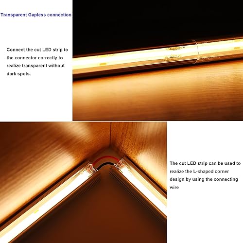 Miniatura 6 de Kit de conector LED COB de 2 pines de 0.315 in, 20 conectores en forma de I sin soldadura, 10 cables de extensión de 5.9 in de largo 20AWG para