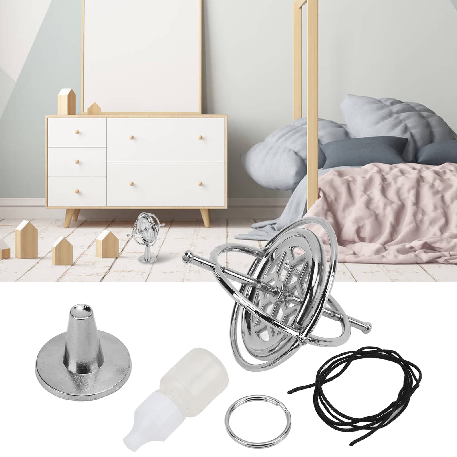 KIMISS Gyroscope en Métal Anti, Toupie à Rotation à Haut équilibre, Gyroscope, Jouet Rotatif à gravité, éducatif pour Enfants et Adultes
