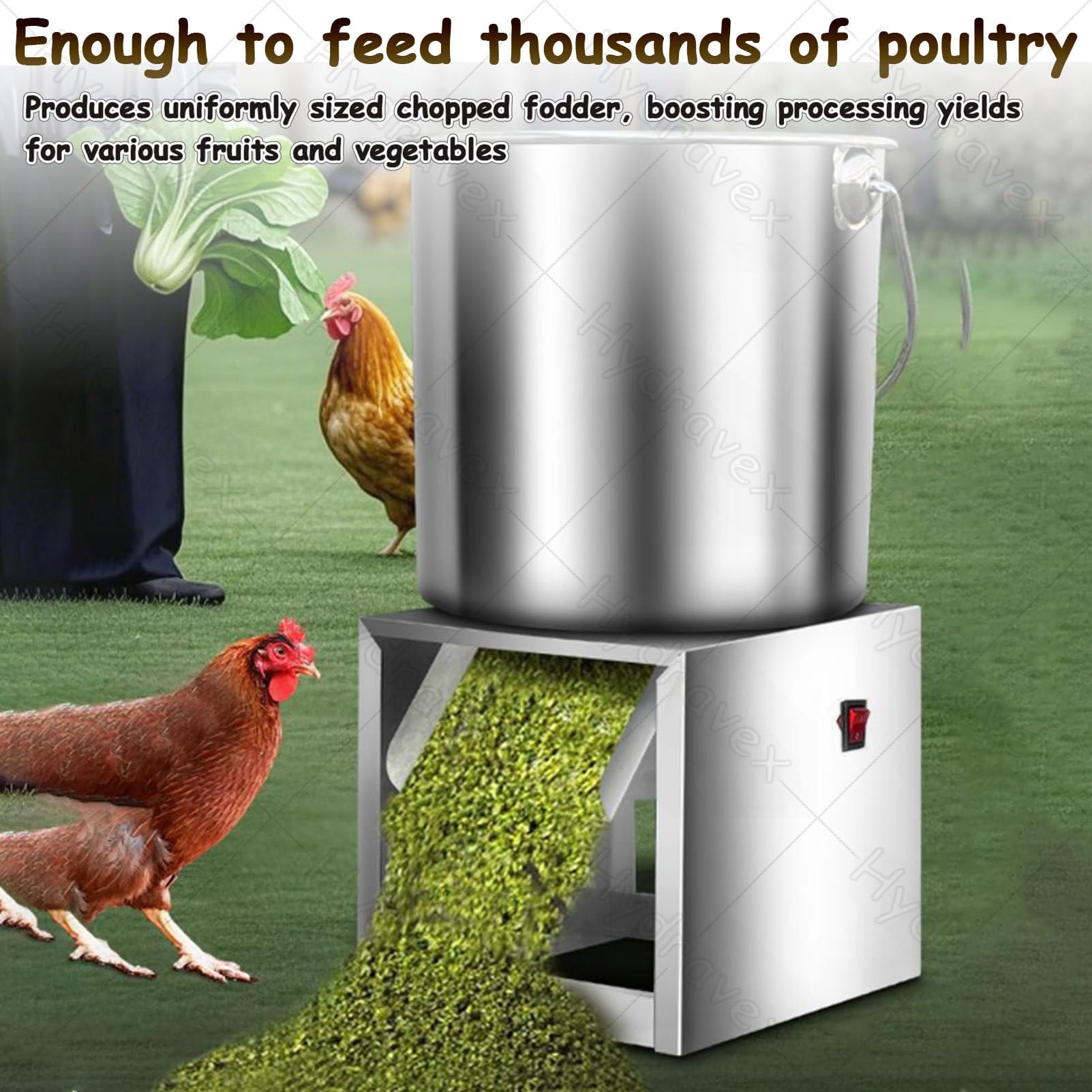 Picadora de verduras de alta resistencia para alimento de aves de corral, con 4 o 6 cuchillas, capacidad de 50–150 kg/h, fabricada en acero inoxidable; ideal para granjas, cría de ganado 1500W