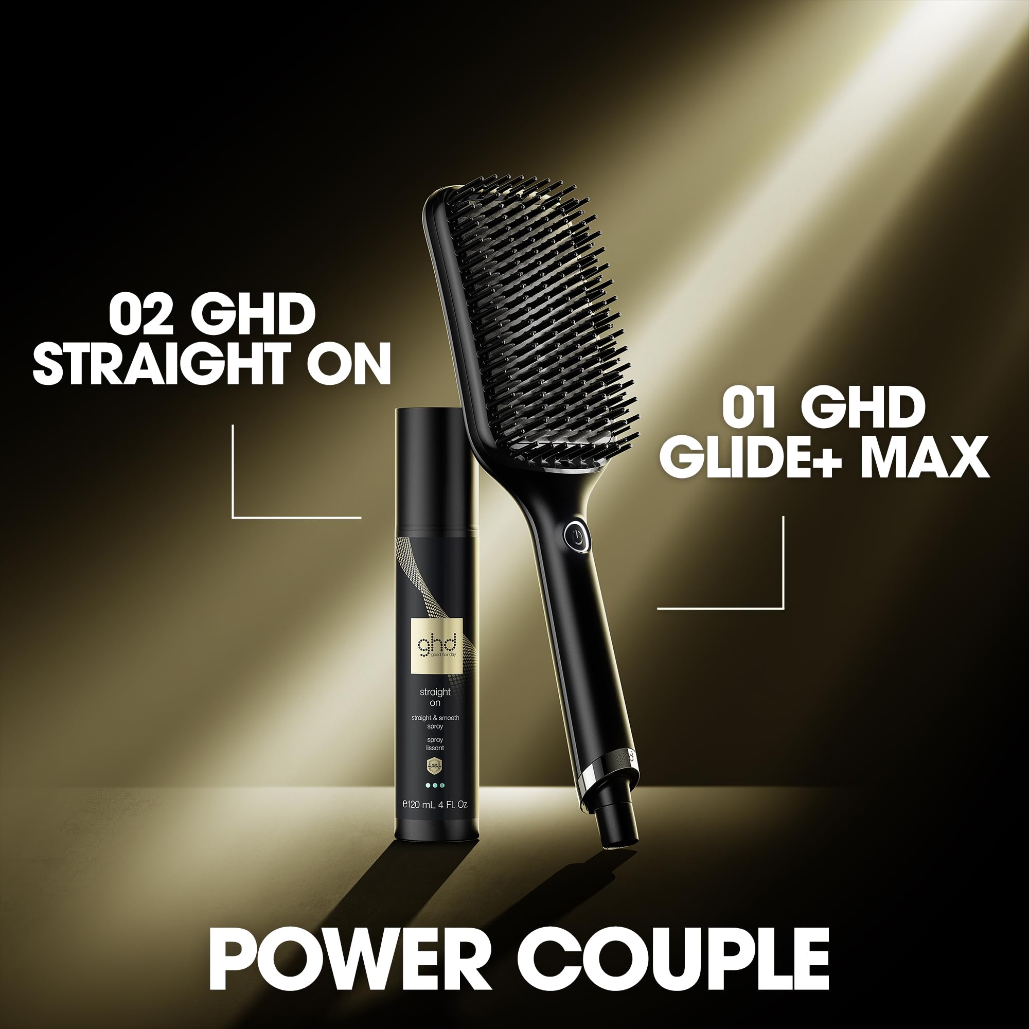 ghd Glide+ Max Spazzola lisciante a caldo, colore nero, risultati ultra lisci e veloci senza danni estremi dal calore, per l'uso su capelli asciutti, per capelli lunghi, spessi e ricci (spina UK)