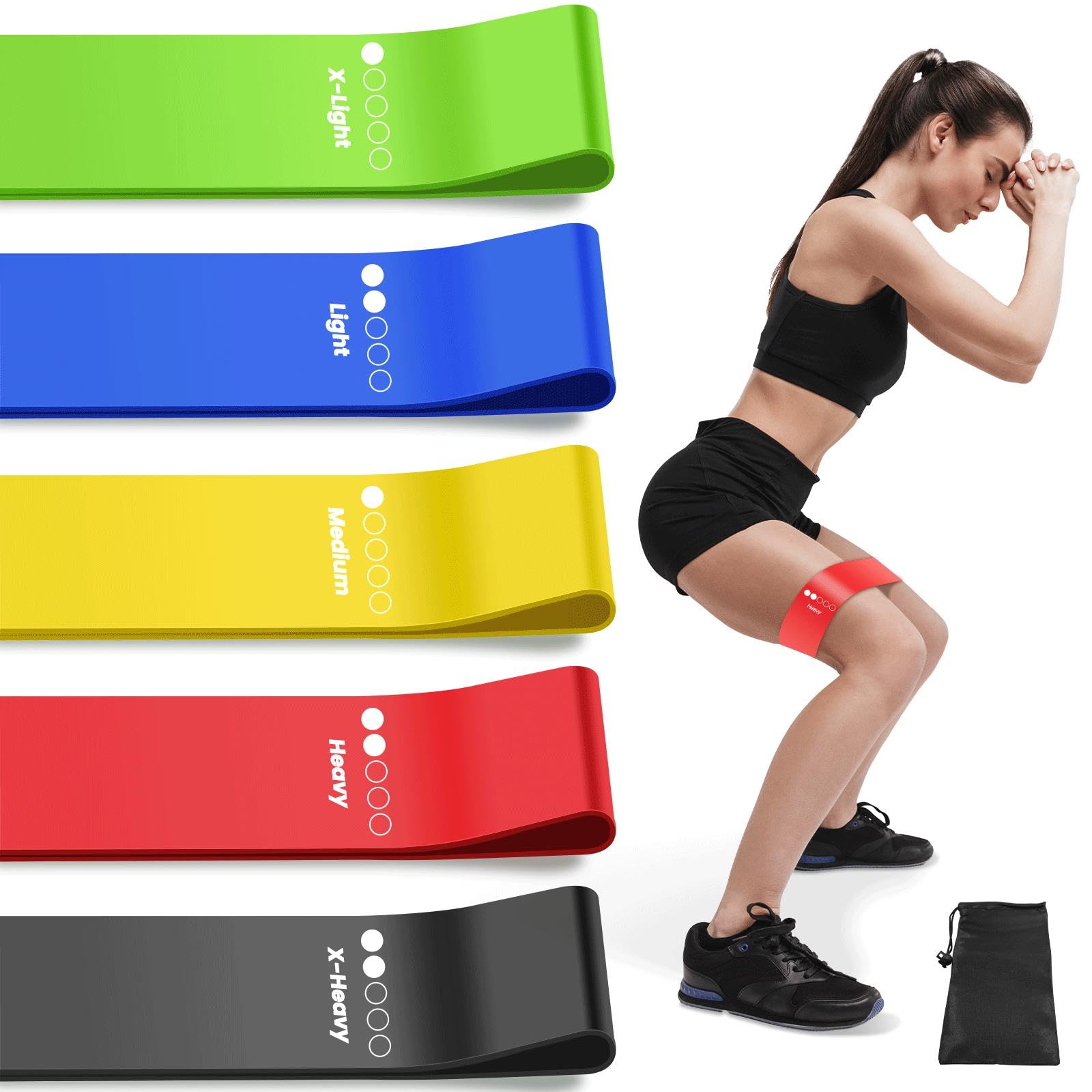 Resistance Bands, Exercise Bands Resistance Bands Set With 5 Resistance Levels, Skin-Friendly Workout Bands for Indoor Fitness, Leg Strength Training, Rehab, Gym,Yoga (Multicolor) — image 1
