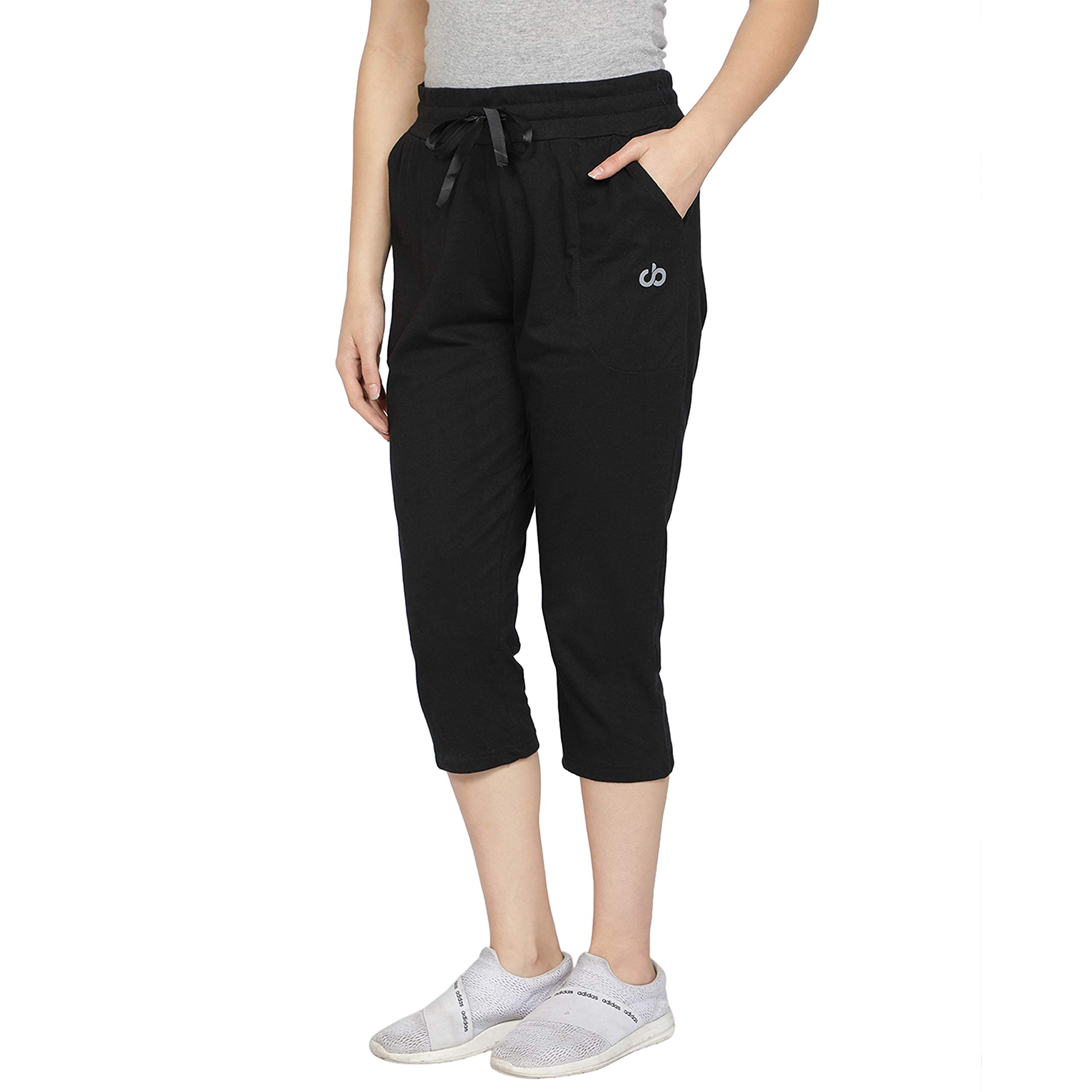 Club A9 Womens Regular Fit Solid Cotton Capri Pant, Soft & Comfortable, Stylish Design, Ideal for Casual Outings | Medium | Black 3