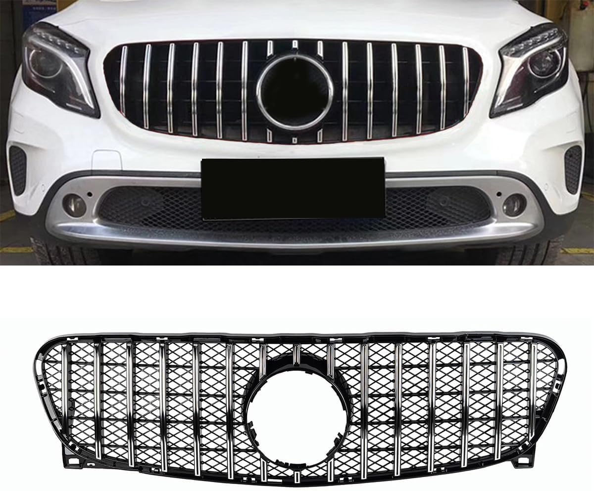 KARPAL GT R Style Grille Compatible With Mercedes-Benz 2014-2017 GLA X156 GLA200 GLA250 AMG Chrome