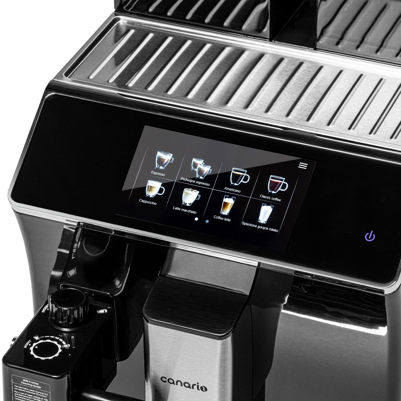 Canario Cafe CC703 Cafetera Totalmente Automática, Cafetera Profesional, Pantalla Táctil, Espumador de Leche Automático, Bebidas Programables, para Bares, Restaurantes y Oficinas