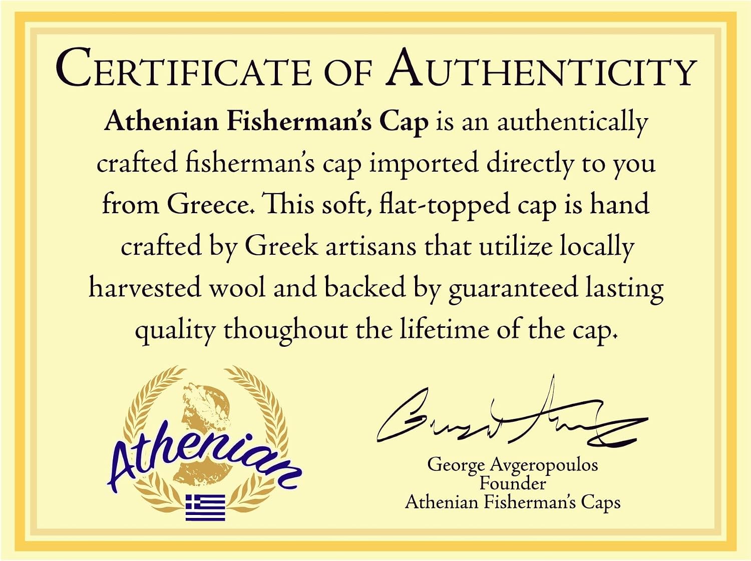 Aegean Authentic Greek Fisherman's Cap - Wool 22 Inches cm