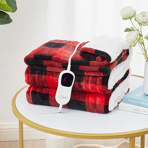 Miniatura 7 de HomeMate Manta eléctrica térmica tamaño matrimonial  72 x 84 pulgadas, manta térmica de franela ultra suave y acogedora con 10 niveles de calor