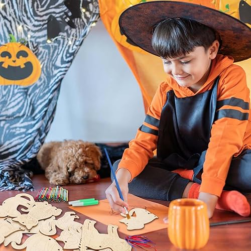 Miniatura 9 de Paquete de 30 carillones de viento para hacer tu propio carillón de viento de pescado, artes y manualidades de madera para niñas y niños, adornos