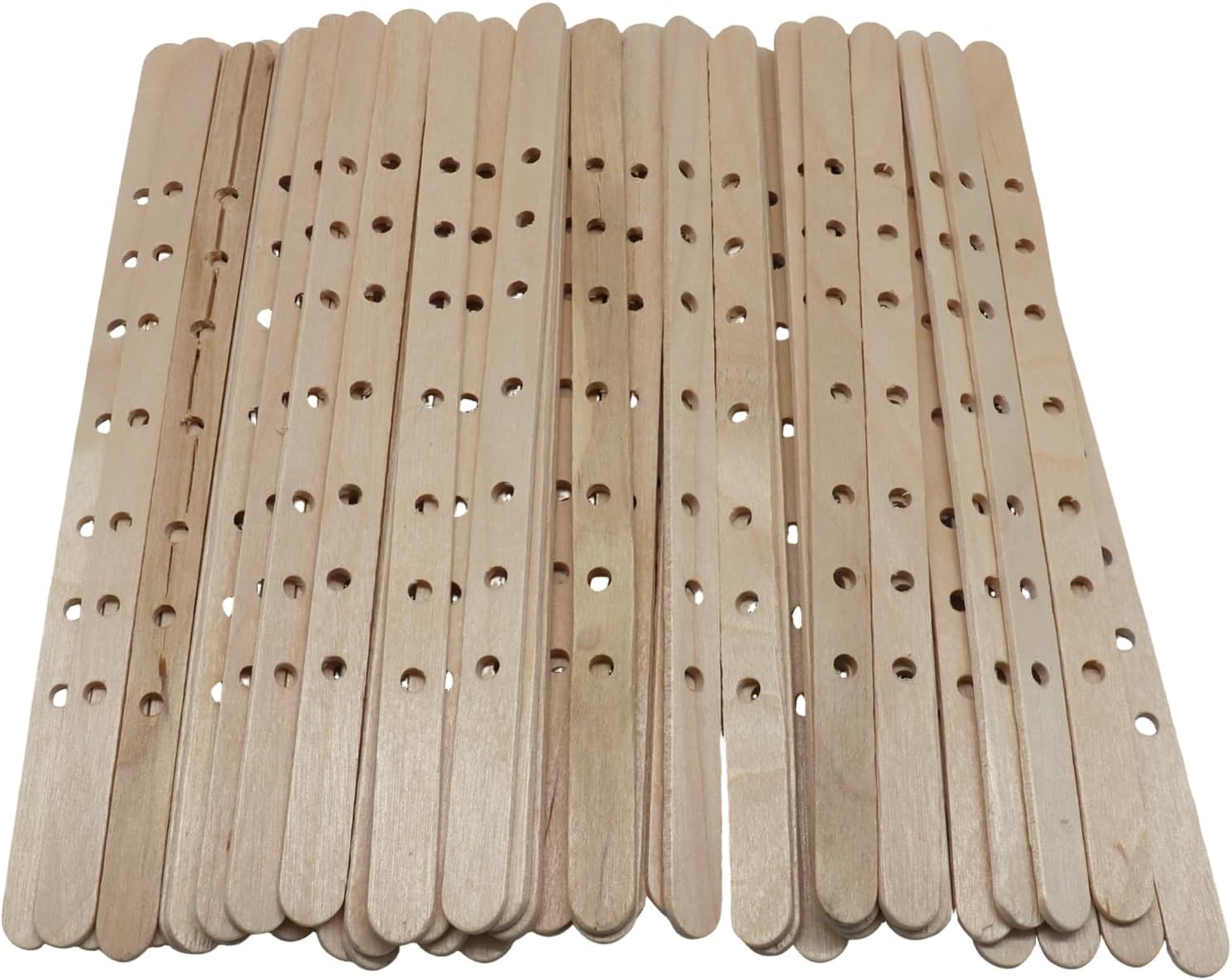 Murtenze 100 Pcs Wooden Candle Wick Holders, Single Holes Centering Devices for Candle Making Wick Clips Bars