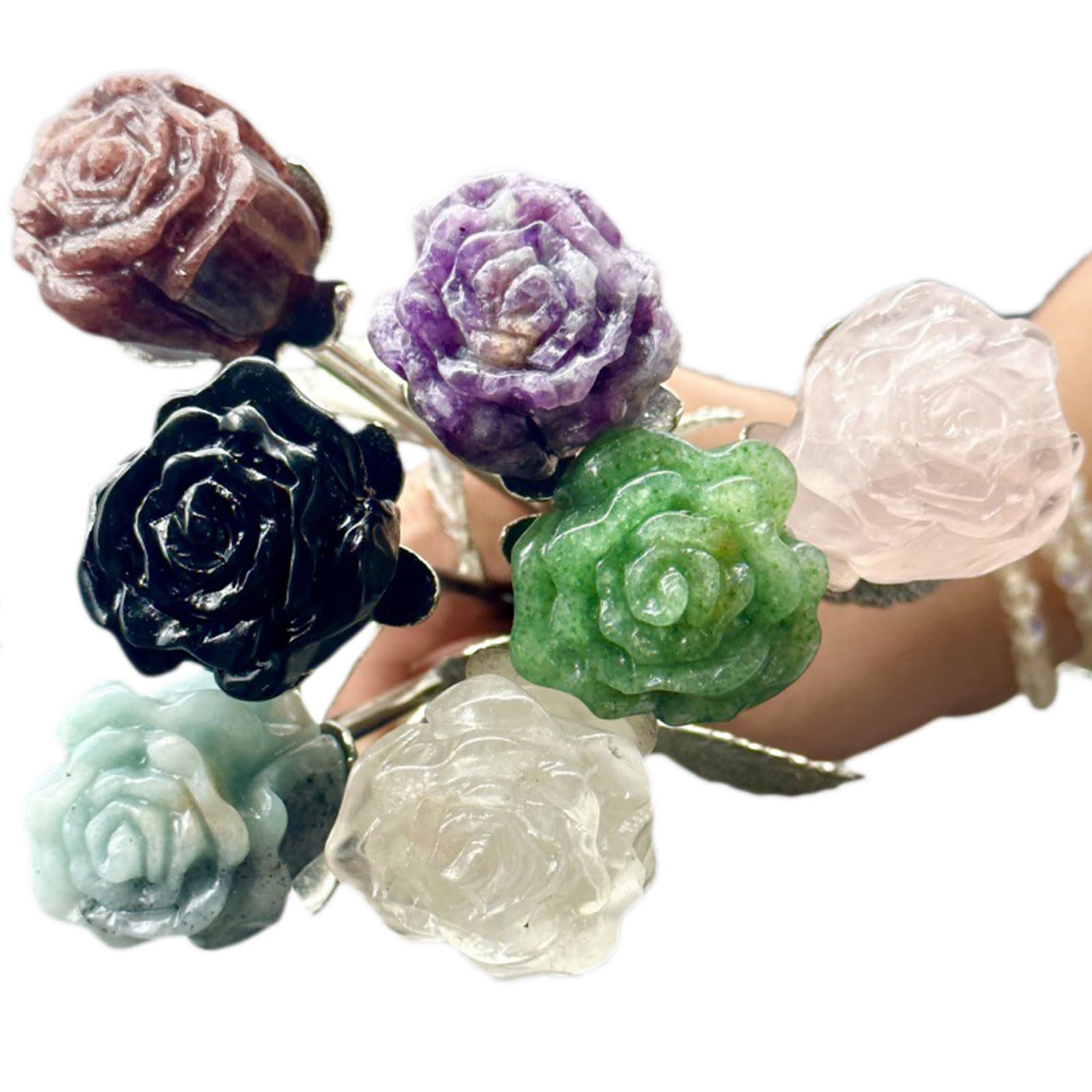 7 Stück Heilkristall-Mehrfarbige Rosenblüten-Figur