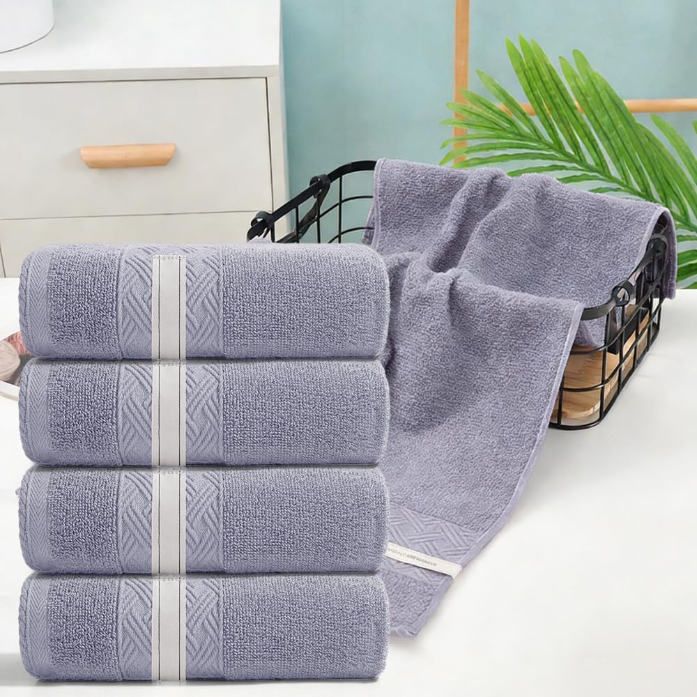 4 toallas de baño 100% algodón, 13 x 28 pulgadas, altamente absorbentes y de secado rápido, toallas súper suaves de alta calidad, esenciales para el baño, regalo para todas las ocasiones, color azul