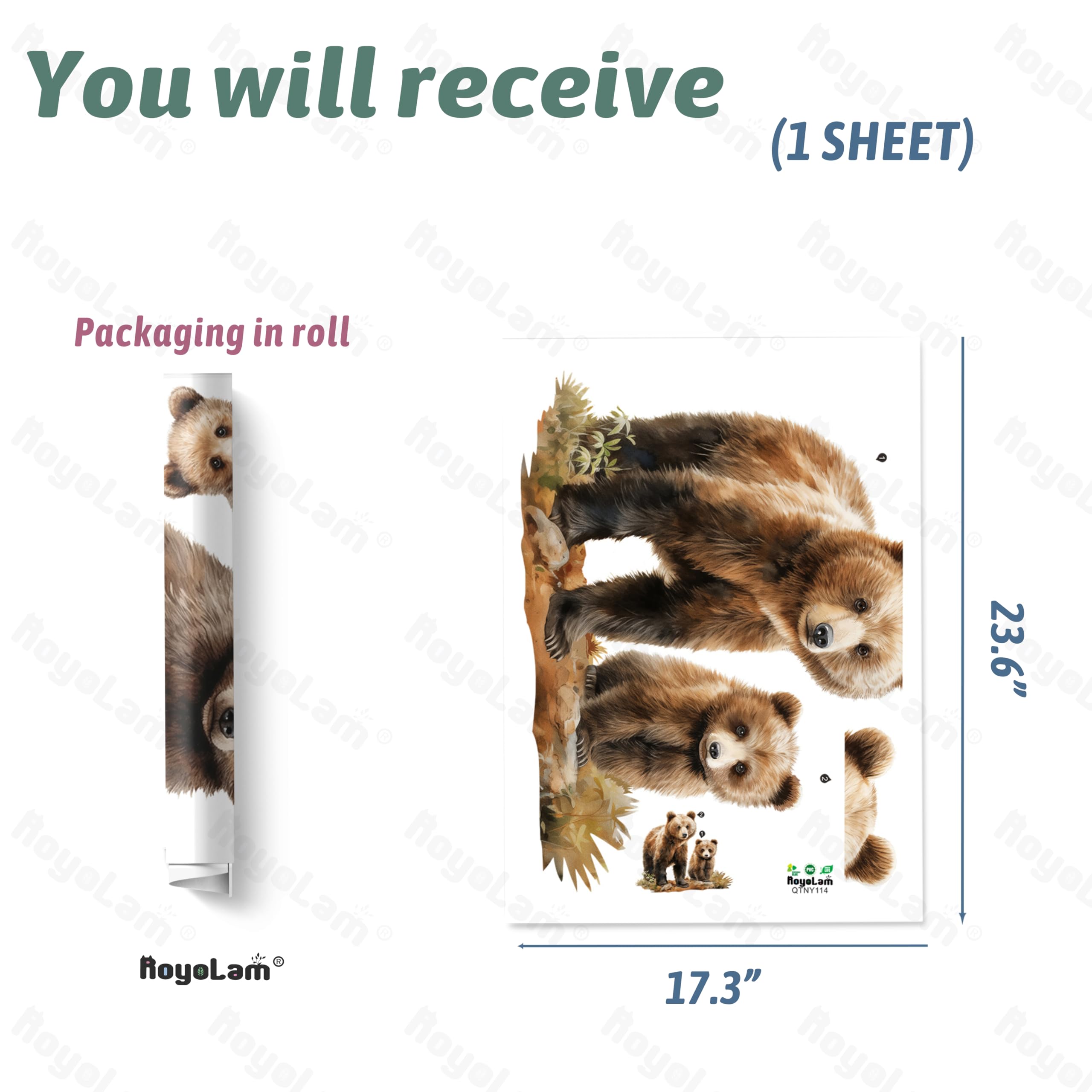 Little Bear Wall Decals - Peel & Stick Nursery Decor, 17.7x15.7 Inch, Removable PVC Stickers - View #6
