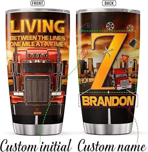 Miniatura 9 de Vaso de café personalizado con datos nutricionales para camionero, taza de viaje con tapa, regalos de cumpleaños de jubilación para hombres, Nombre