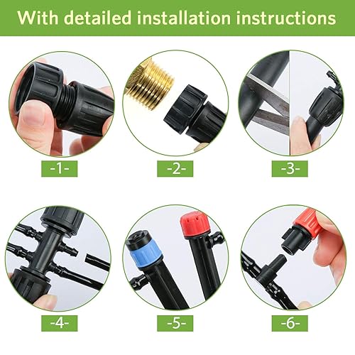 Miniatura 4 de Kit de riego por goteo micro de 226 pies, sistema de riego automático, sistema de riego de plantas de nebulización de patio con manguera de riego de