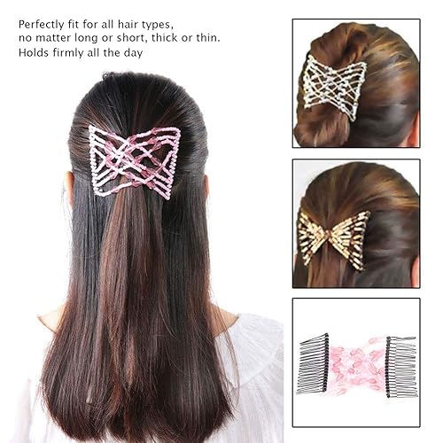 Miniatura 5 de Peine elástico para el cabello mágico de moda pinzas para el cabello horquilla Accesorios para el cabello Stretch Hecho a mano Vintage Double Beads