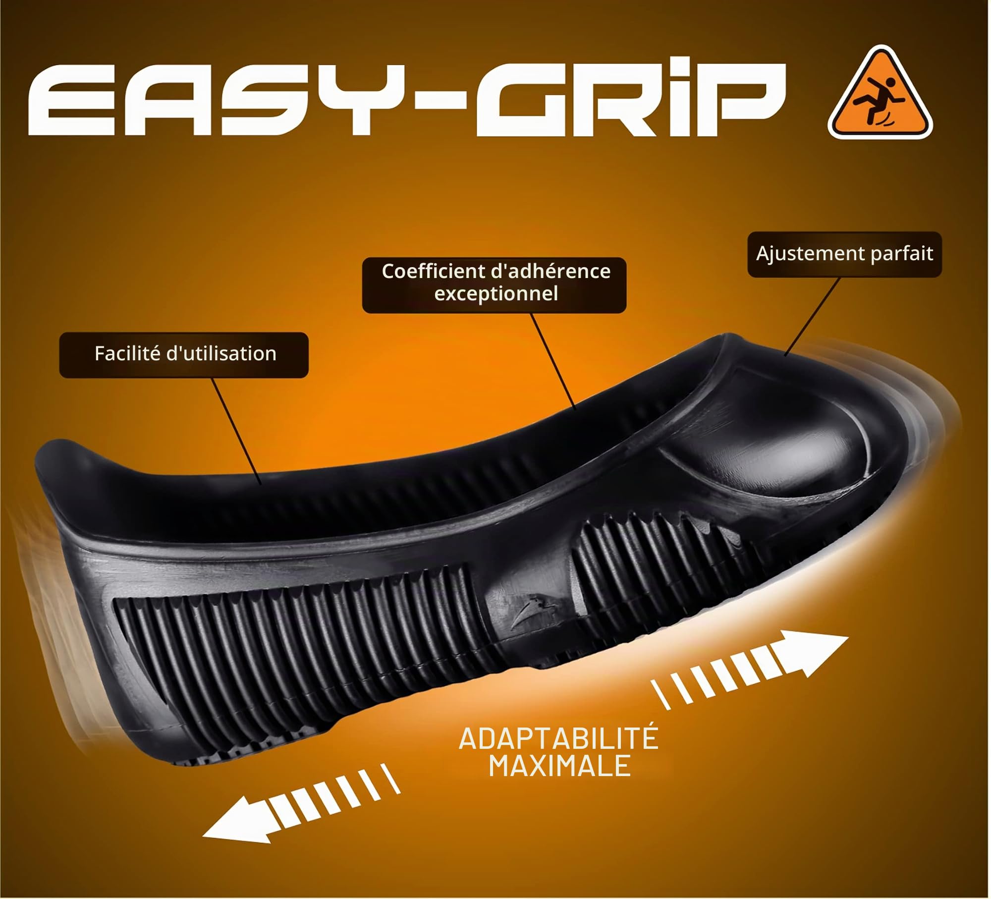 Tiger-Grip EASY GRIP sur-chaussure de sécurité, noir, medium (37-40, gris), antidérapante