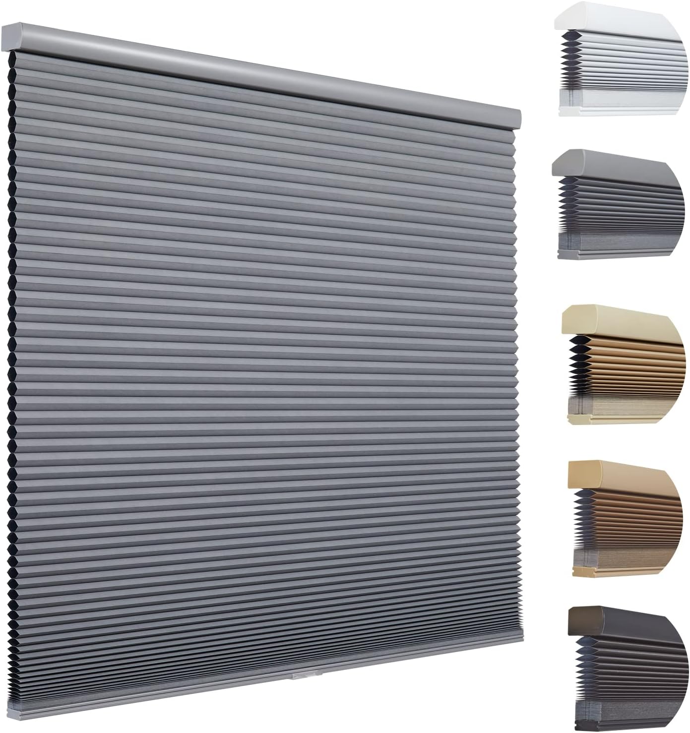 Tonature Cellular Shades Cordless 100% Blackout Window Blinds for Windows Bottom Up Cellular Blinds Custom Size Thermal Insulated Honeycomb Shades for Windows Home Bedroom Door Grey, 35" W x 60" H