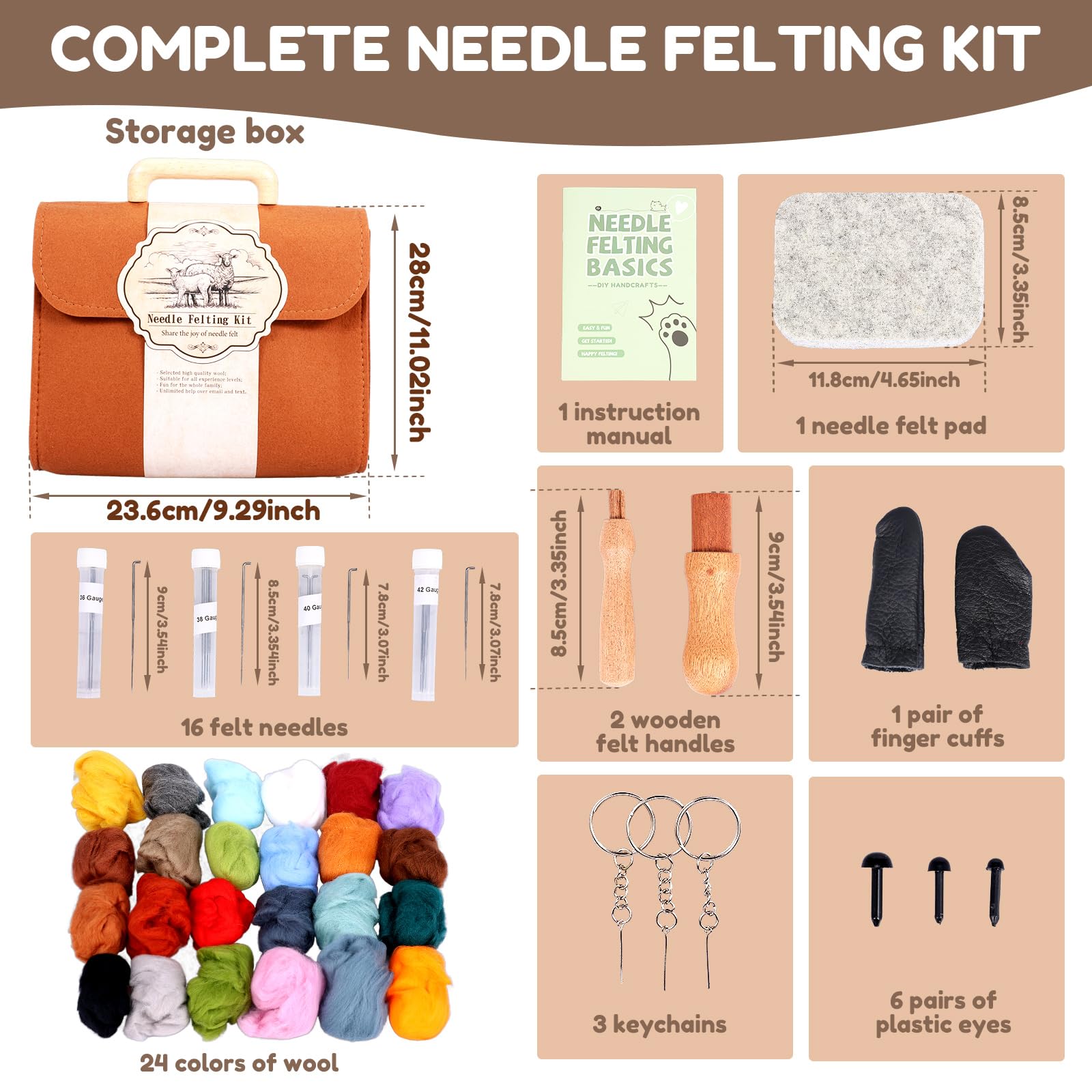 24 Colors Needle Felting Kit, Needle Felting Starter Set - Image 2