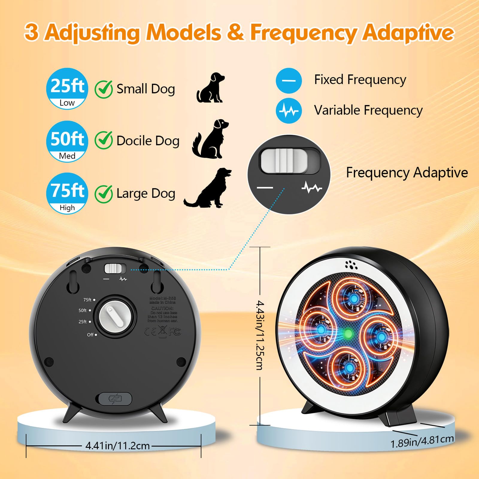 2026 Anti Aboiement Chien Ultrason Puissant Télécommande, Anti Aboiement Chien 3 Portées, Boitier Chien de 21m, Étanche IP65 Rechargeable, Automatique Boitier Ultrason intérieurs et Extérieurs