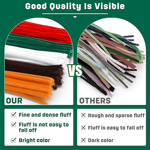 Miniatura 5 de 180 piezas de limpieza de tuberías de chenilla, limpiadores de tuberías verdes, limpiadores de tuberías artesanales, tallos de felpilla para el día