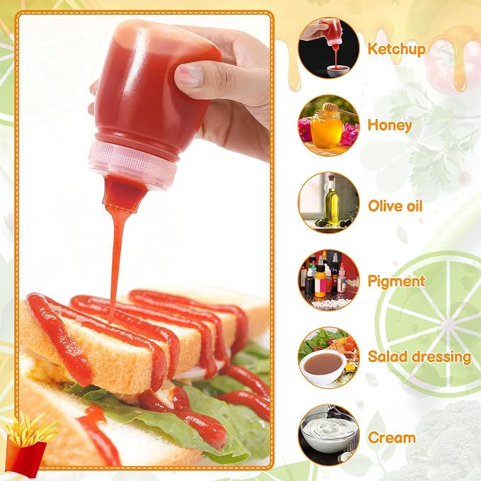 Pack de 6 botellas de salsa de 180ml con boquillas multiusos y tapa a prueba de fugas miniatura 5