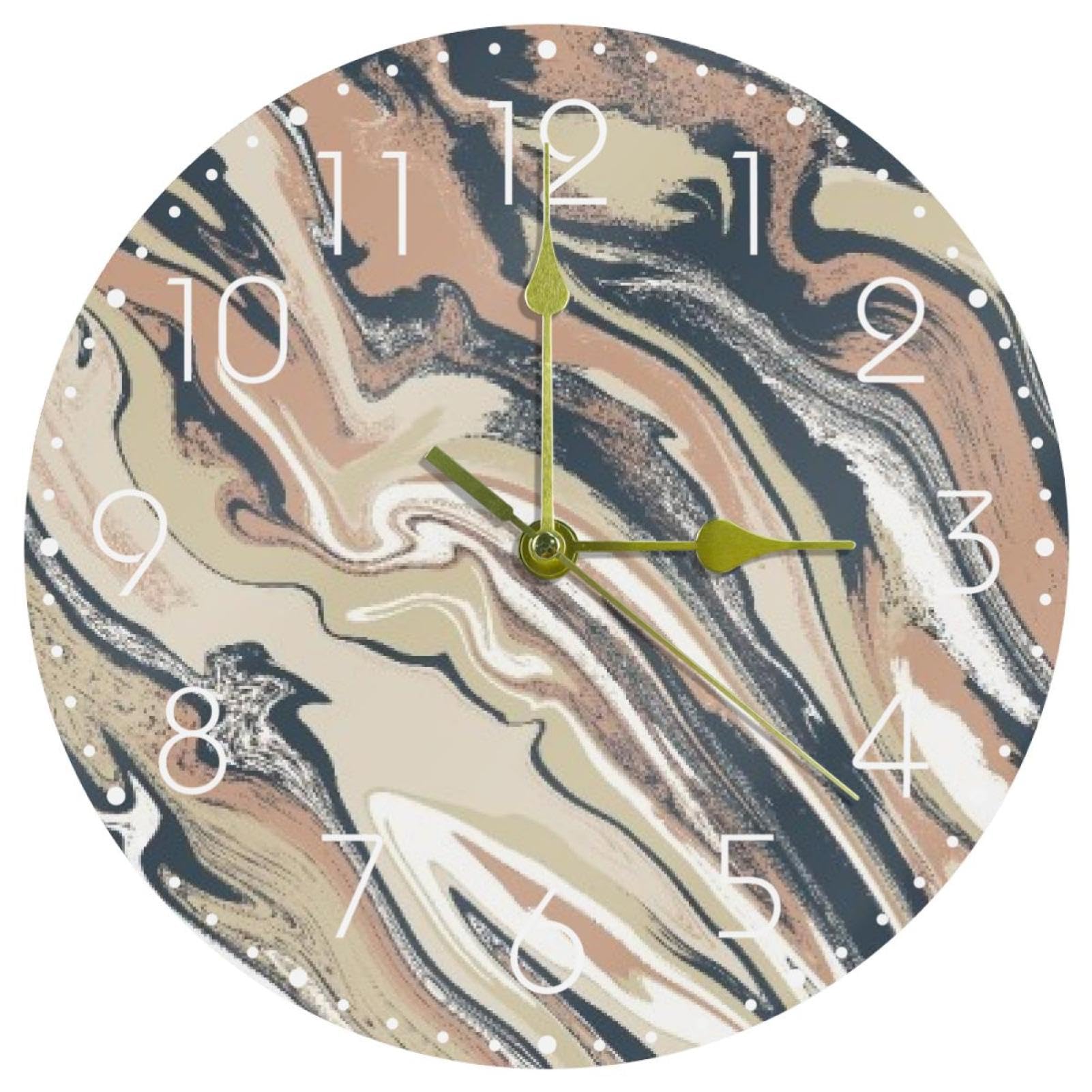 Horloge murale cuisine et salon moderne 25,4 cm à pile effet texture rock