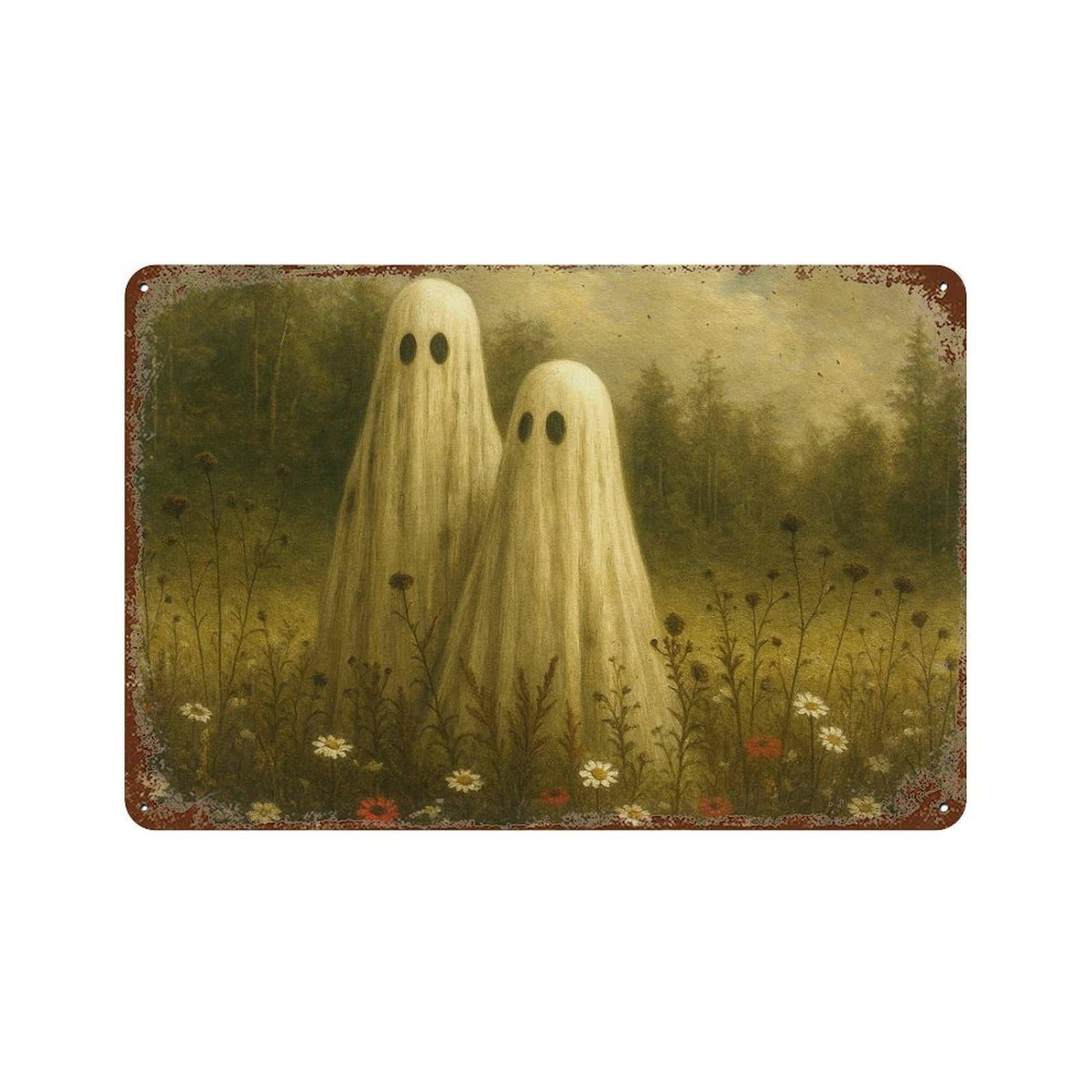 xiaoxiaoshen Vintage Ghost Wildflower Meadow Spooky Fall Wall Art Wall Decor Art Metal Tin Poster Modern Home Decor Art Home Bar Shop Decorations Vintage Sign 20x30cm