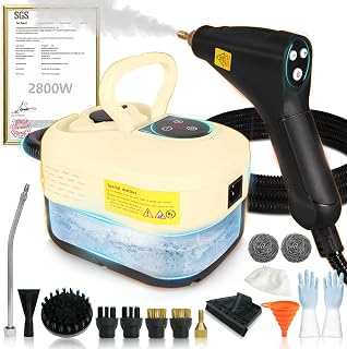 15-IN-1 Handheld Steam Cleaner【2800W Powerful Motor】【6 Level Pressure Steam - 4 BAR High Pressure】with Handle Control Button Cleaner for Home, Car, Kitchen - White