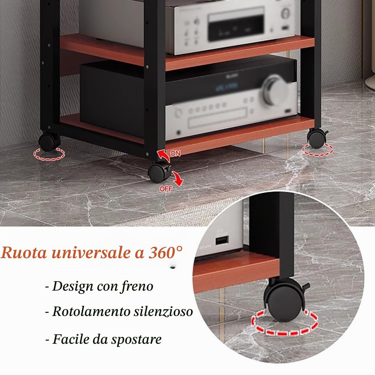 mobile stereo hi fi rack hifi Torre Rack Audio Video A 7 Livelli, Altezza 131 Cm, Mobile Porta TV Stereo, Ripiani For Amplificatore Altoparlante, Supporto For Console Di Gioco, Ricevitore, Lettore DVD