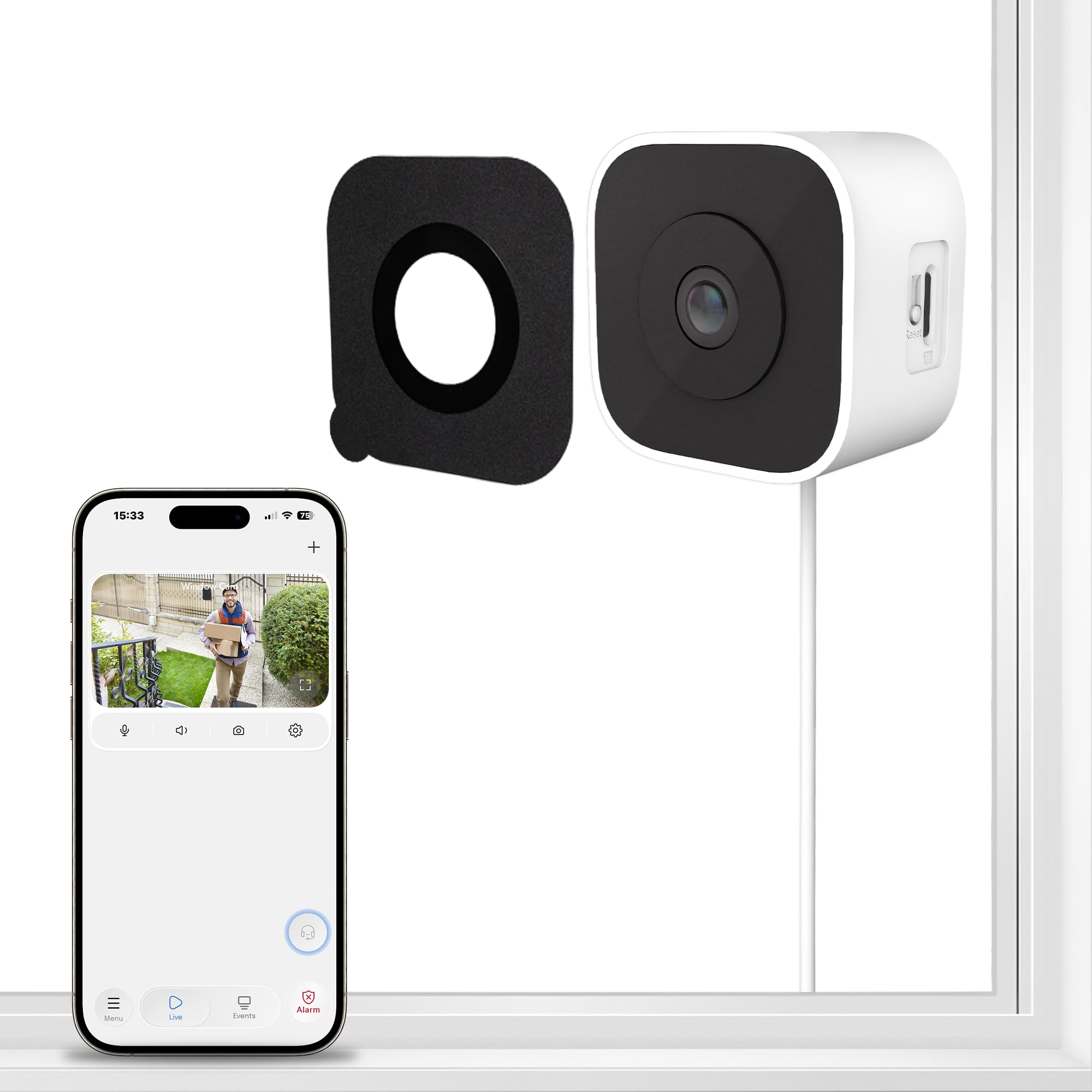 3MP 2K Window Camera Indoor Camera for Home Security with Full-Color Night Vision AI Human Pet Vehicle Detection