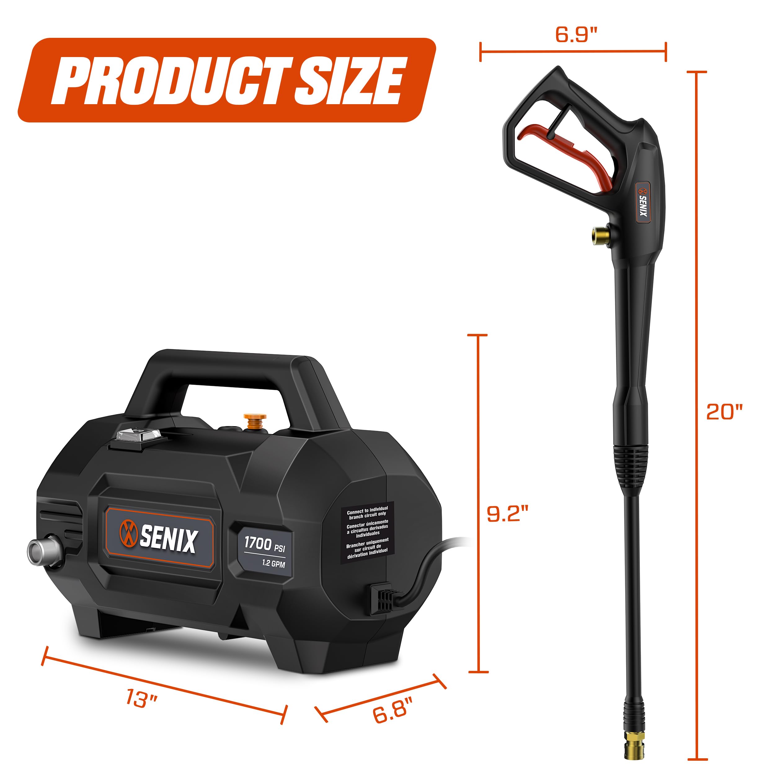 颯 Amazon.com : SENIX 13 Amp Electric Pressure Washer - 1700 PSI, 1.2