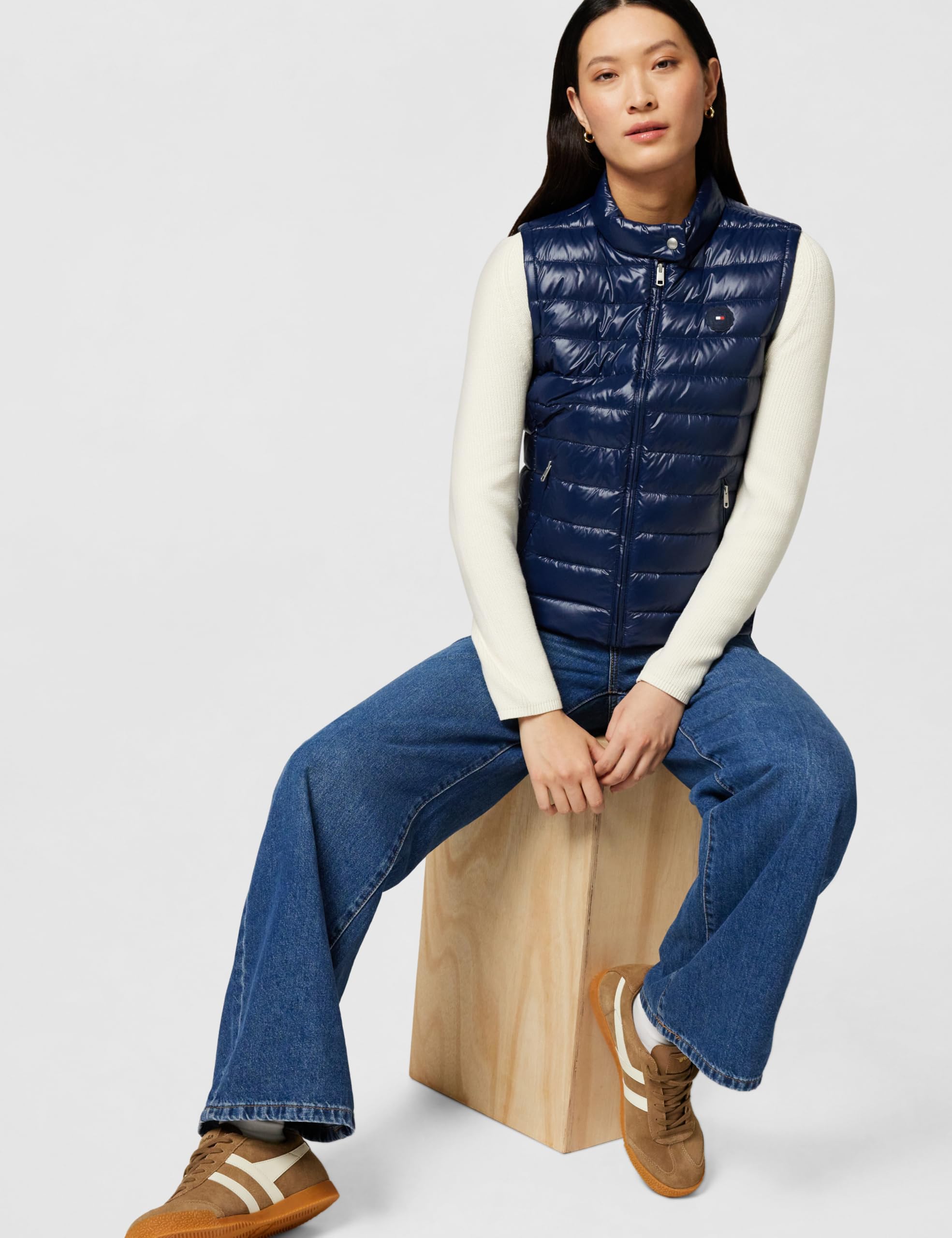 Tommy Hilfiger Veste sans Manches Femme avec Col Mock