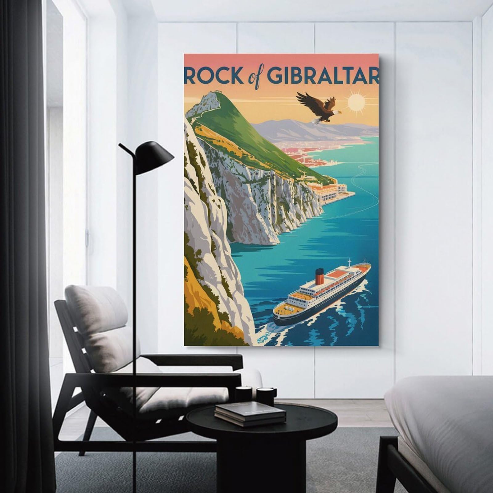 Junmoney Rock of Gibraltar Travel (2) Canvas Wall Decor, 16x24inch(40x60cm), for Gallery Wall Decor And Room Displays, Wall Decor Suited to Curated Displays