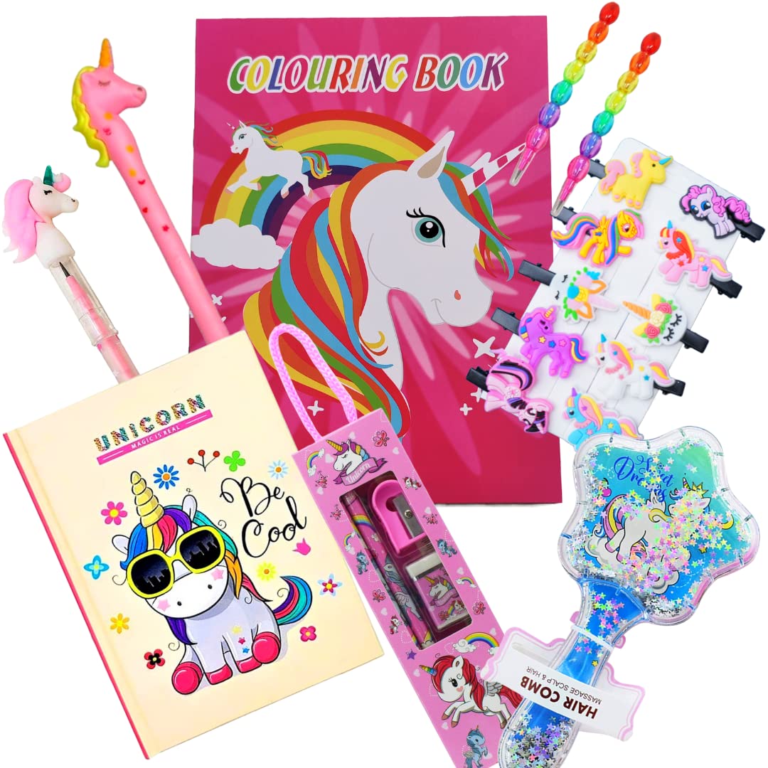 RELIA ONLINE 9 in 1 Unicorn Gift For Girls | Unicon Theme Gift Item for Birthday Celebration and Return Gifts | Gift Hamper for kids Age 6-8 Years, 10-12 Years (Assorted Colour) (B0BYK3DH97) Amazon Price History, Amazon Price Tracker