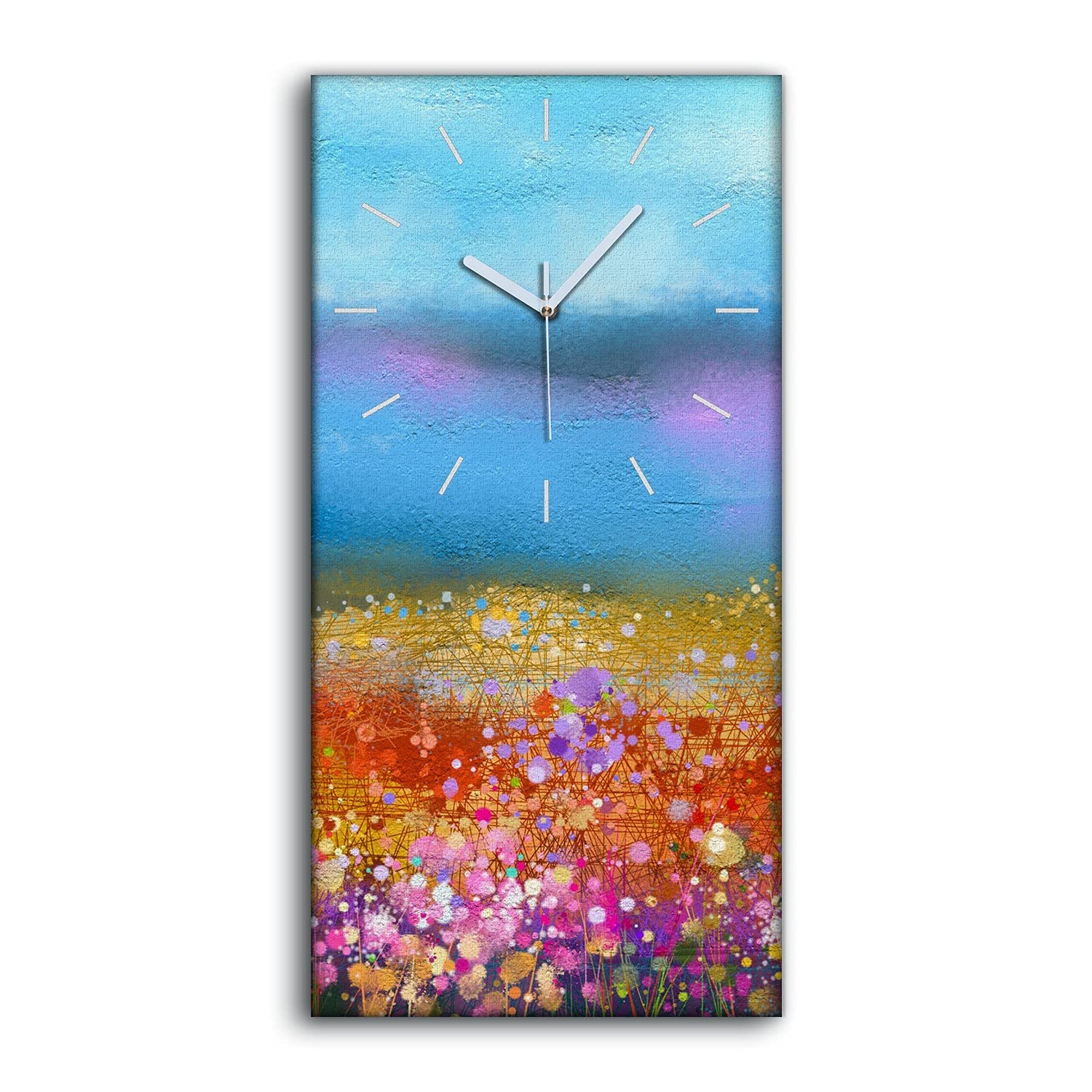 Horloge sur toile fleurs abstraites décoration murale chic