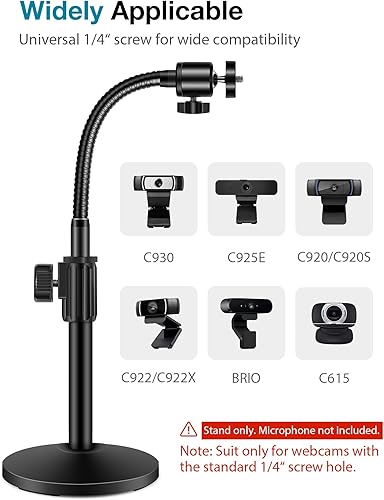 Miniatura 2 de InnoGear Soporte para cámara web para escritorio, soporte de cámara con brazo de cuello de cisne para Logitech Webcam C922 C930e C920S C920 C615