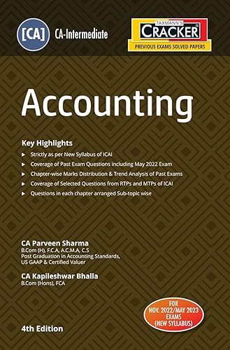 Taxmann's CRACKER for Accounting (Paper 1 | Accounts) – Covering past exam questions (sub-topic wise) &amp; detailed answers plus RTPs/MTPs of ICAI for CA Inter | Nov. 2022 Exams