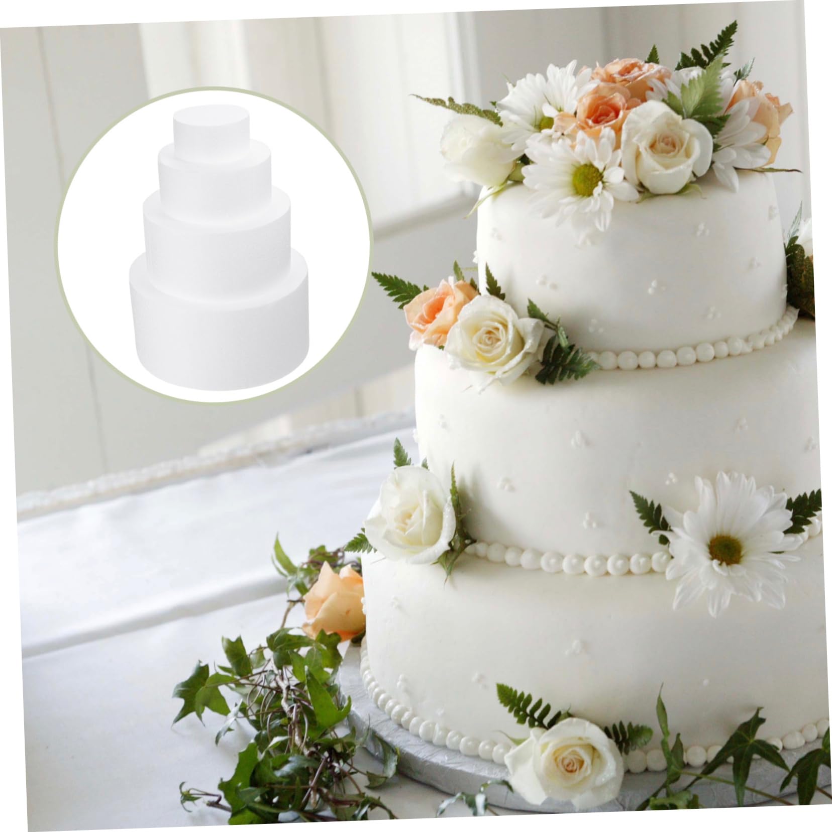 Gadpiparty 4 Stück Weißes Schaumstoff Kuchenform zum Üben der Tortendekoration mit Flexiblen Formen für Selbstgemacht Kuchendeko und Partydekorationen