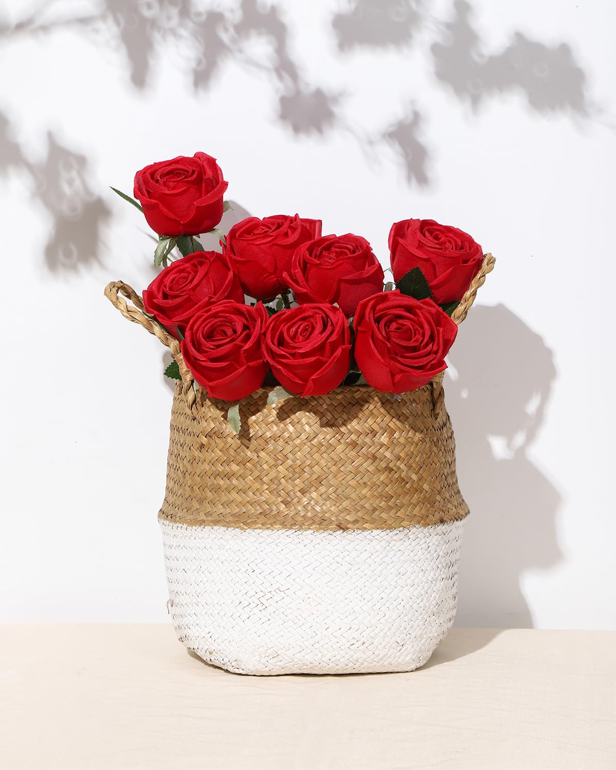 LEUCHTAMOR 10pcs Artificial Roses Red Fake Rose Flower Realistic Faux Roses for DIY Wedding Bouquets Bridal Shower Centerpieces Floral Arrangements Party Tables Home Decorations - Image 2
