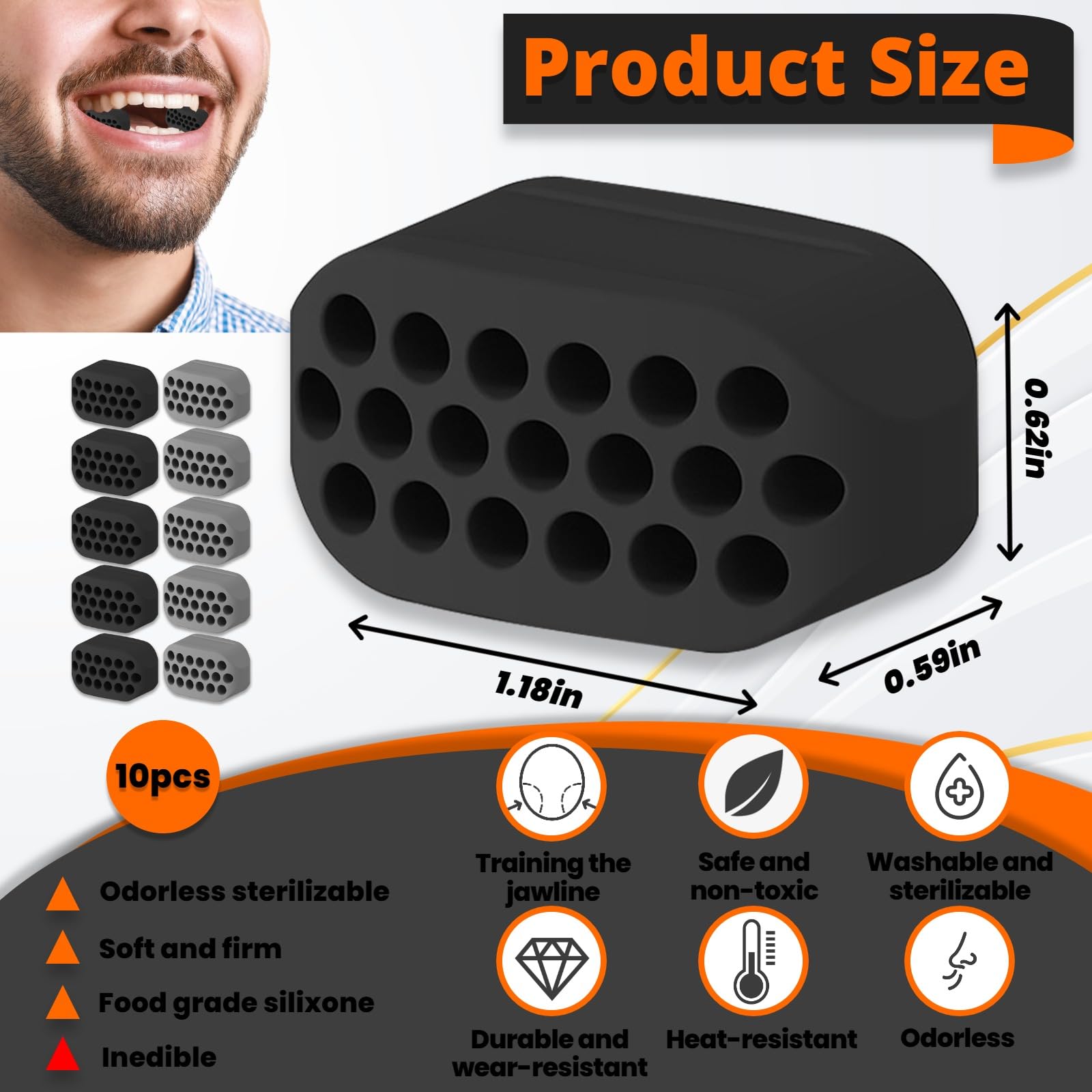 VACUBXBY – Set De 3 Exerciseurs De Mâchoire En Silicone Noir, Gris Et Blanc, Pour Muscler Et Dessiner Le Visage, Utilisation Facile 2 à 3 Fois Par Jour