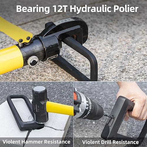 Miniatura 3 de ROCKBROS Bloqueo en U para bicicleta, resistente antirrobo con cubierta de silicona para cable (bloqueo en U de bicicleta máximo de 0.886