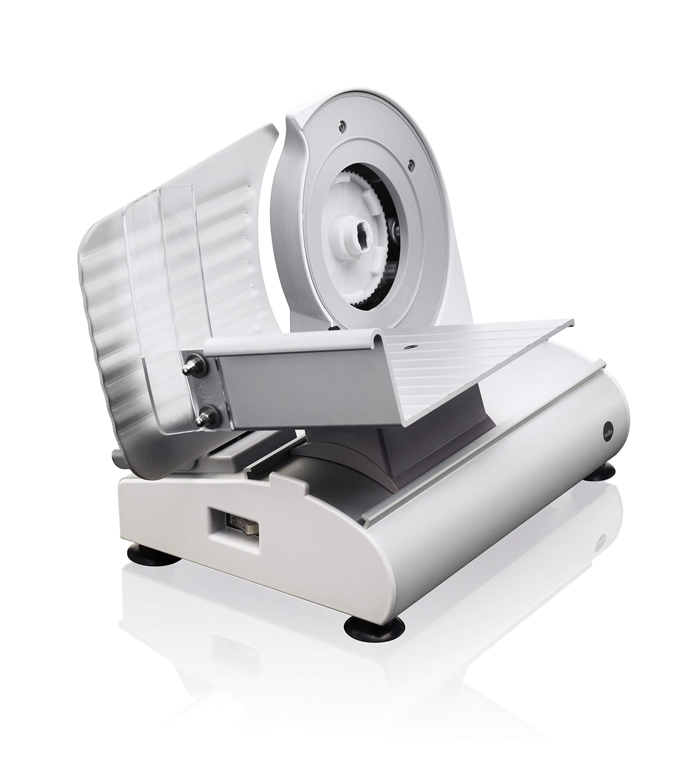 Wilfa Sharp Allesschneider - 200 W - Solingen Klinge aus Deutschland - verstellbare Schnittstärke 0-15 mm - rutschfeste Füße mit Saugnapf (silber)