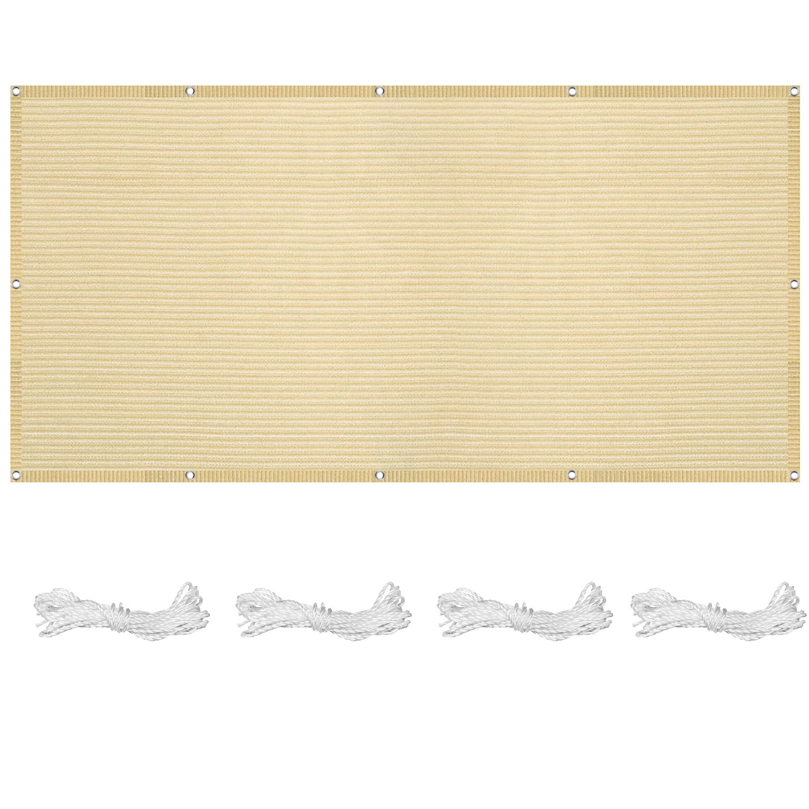 Voile d'ombrage rectangulaire 120x220 cm crème avec œillets et corde pour jardin