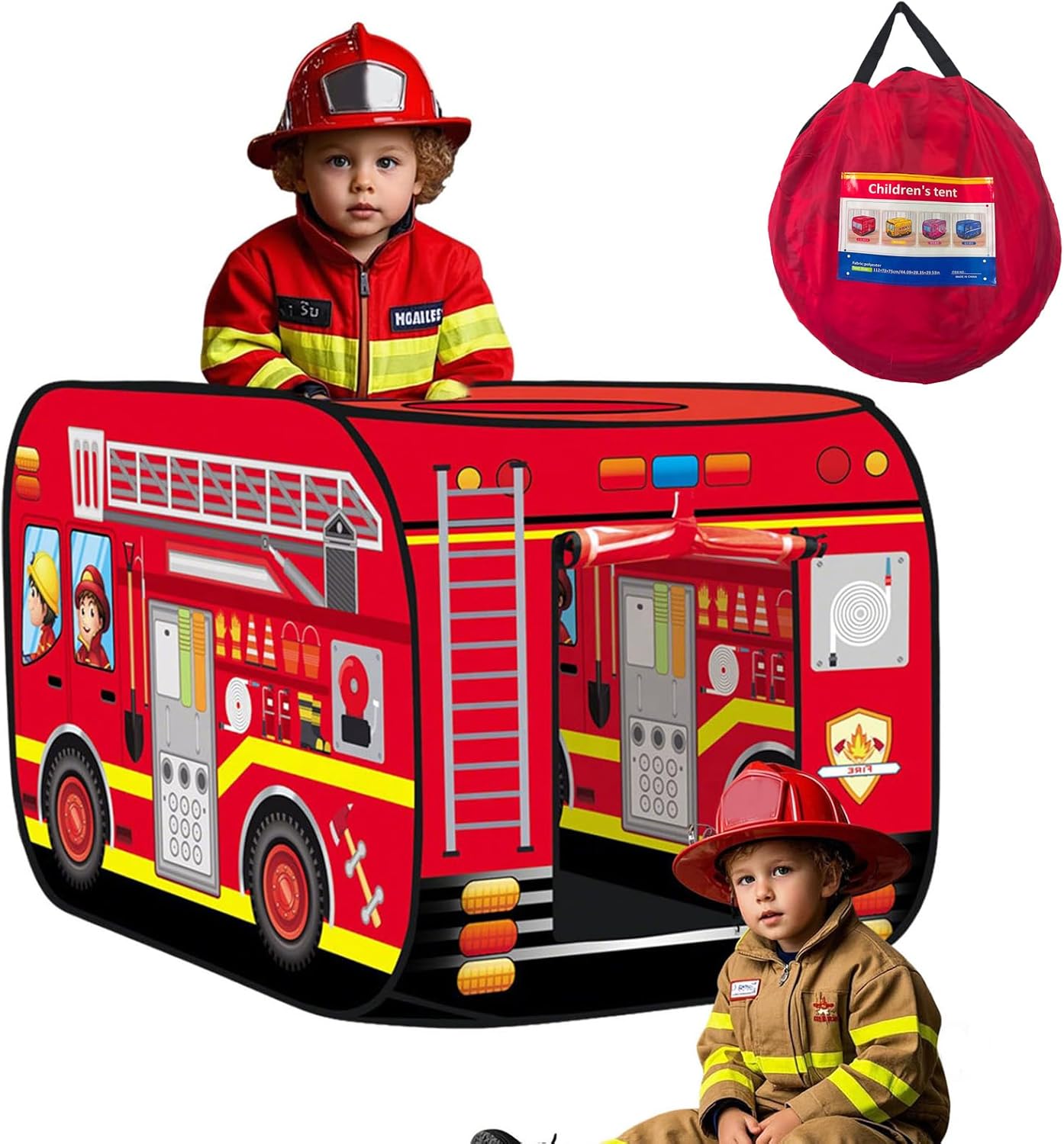 Pop Up Tent Kids: Fire Truck Tent, Pop - Up Playhouse Toy Suitable, Playhouse Toy Play Tents for Kids Aged 3+ Years Old Boys and Girls(Fire Truck)