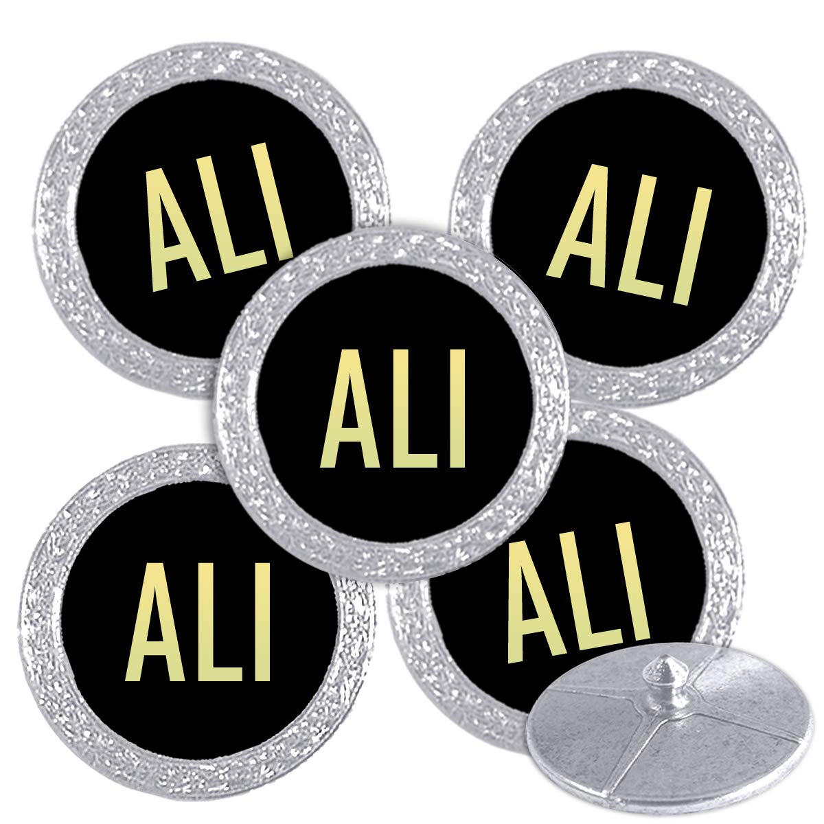 Best Impressions Silver Coloured Golf Ball Markers with Names (ALI) — image 1